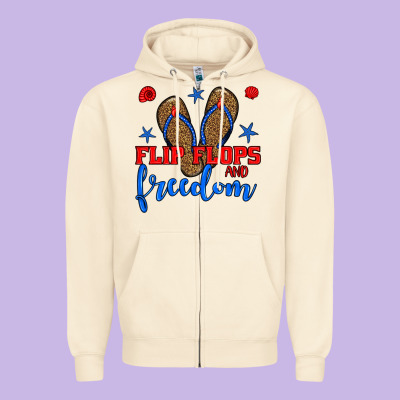 Flip Flops And Freedom Zipper Hoodie Designed By Bundleandbundleshop