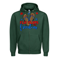 Sports Green flip flops and freedom Zipper Hoodie - BundleAndBundleShop