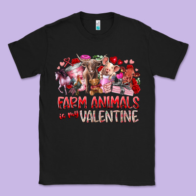 Farm Animals Is My Valentine Classic Tee Designed By Racoondesign