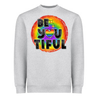 Heather Grey Be you tiful pride Heavyweight Sweatshirt - FaDigitalArtStudio