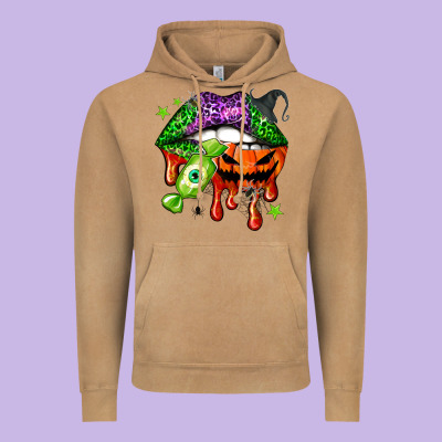 Halloween Lips Vintage Hoodie Designed By Nancycooperartshop