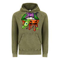 Vintage Olive Halloween lips Vintage Hoodie - NancyCooperArtShop