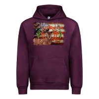 Mauve Wine deer hunting target american flag  background Urban Hoodie - BarkalooDesign