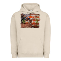 Pigment French Oak deer hunting target american flag  background Urban Hoodie - BarkalooDesign