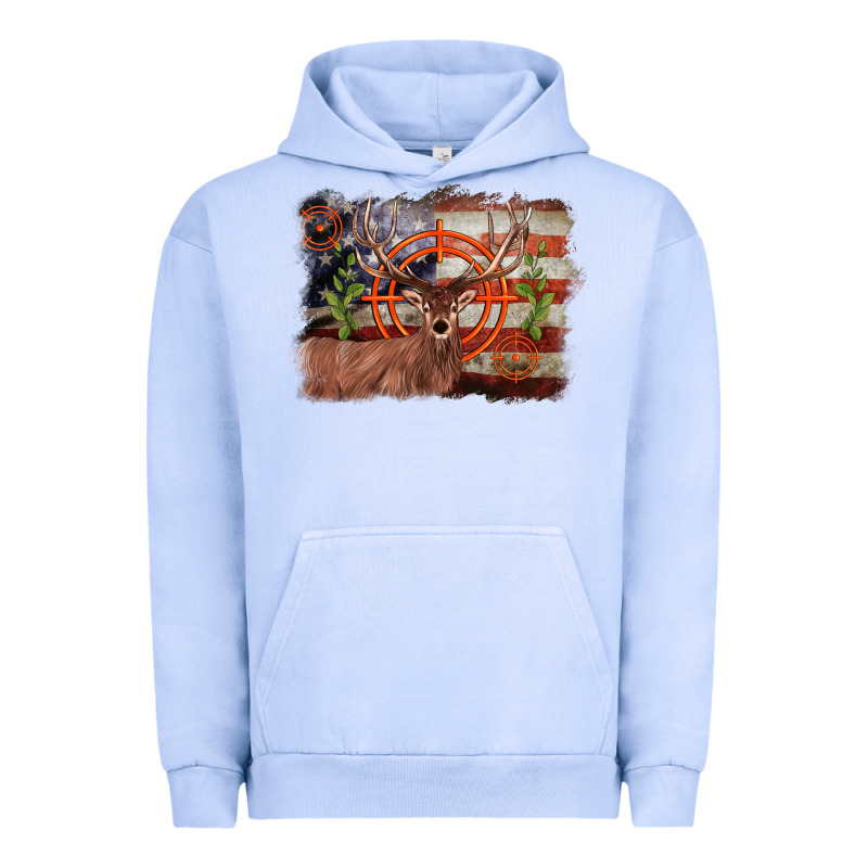 Deer Hunting Target American Flag  Background Urban Hoodie by BarkalooDesign | Teevron
