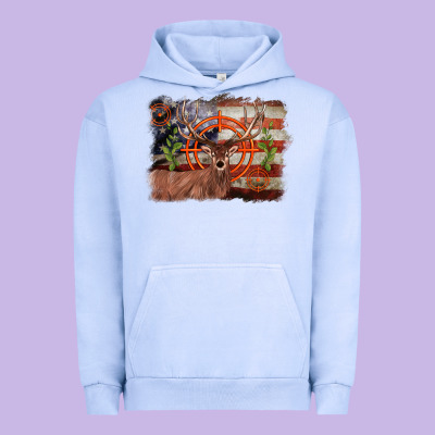 Deer Hunting Target American Flag  Background Urban Hoodie Designed By Barkaloodesign