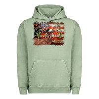 Pigment Oil Green deer hunting target american flag  background Urban Hoodie - BarkalooDesign
