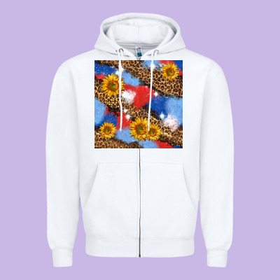 Western 4th Of July Seamless Pattern Zipper Hoodie Designed By Bundleandbundleshop