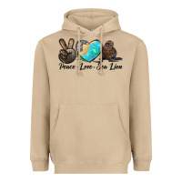 Mushroom Peace Love Sea Lion Heavyweight Hoodie - LillyAllenDesigns