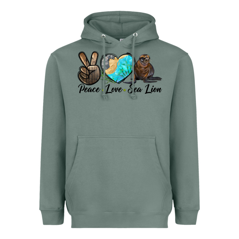 Peace Love Sea Lion Heavyweight Hoodie by LillyAllenDesigns | Teevron