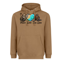 Toasted Coconut Peace Love Sea Lion Heavyweight Hoodie - LillyAllenDesigns