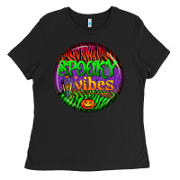 Black halloween round earrings 2 Ladies Tee - BundleAndBundleShop