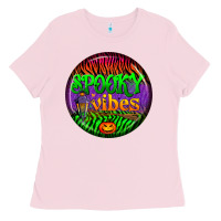 Bubblegum Pink halloween round earrings 2 Ladies Tee - BundleAndBundleShop
