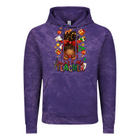 Cloud Purple santa's favorite teacher afro messy bun Vintage Hoodie - texasbilliewilder