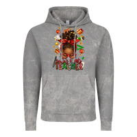 Cloud Rock santa's favorite teacher afro messy bun Vintage Hoodie - texasbilliewilder