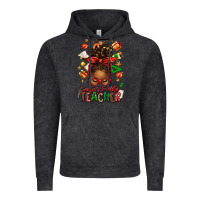 Vintage Black santa's favorite teacher afro messy bun Vintage Hoodie - texasbilliewilder