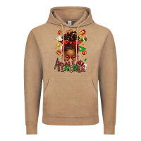 Vintage Coffee santa's favorite teacher afro messy bun Vintage Hoodie - texasbilliewilder