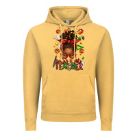 Vintage Mustard santa's favorite teacher afro messy bun Vintage Hoodie - texasbilliewilder