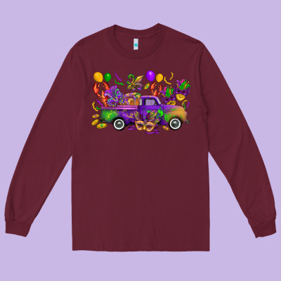 Mardi Gras Truck Long Sleeve Tee Designed By Cowgirlartshop