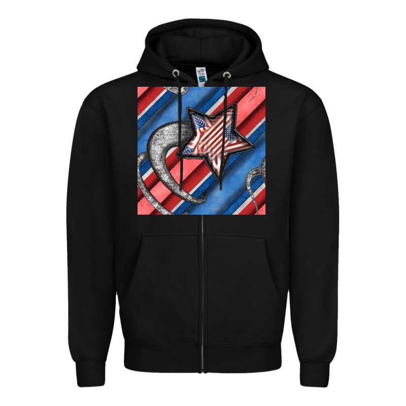 Stripes & Stars Seamless Pattern Zipper Hoodie by BundleAndBundleShop | Teevron