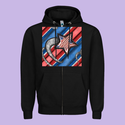 Stripes & Stars Seamless Pattern Zipper Hoodie Designed By Bundleandbundleshop