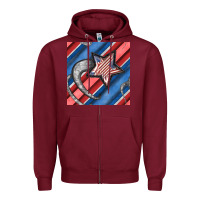 Burgundy stripes & stars seamless pattern Zipper Hoodie - BundleAndBundleShop