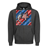 Charcoal Heather stripes & stars seamless pattern Zipper Hoodie - BundleAndBundleShop