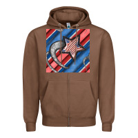 Chestnut stripes & stars seamless pattern Zipper Hoodie - BundleAndBundleShop