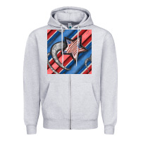 Heather Grey stripes & stars seamless pattern Zipper Hoodie - BundleAndBundleShop