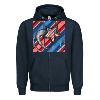 Navy stripes & stars seamless pattern Zipper Hoodie - BundleAndBundleShop