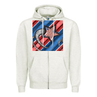 Oatmeal Heather stripes & stars seamless pattern Zipper Hoodie - BundleAndBundleShop