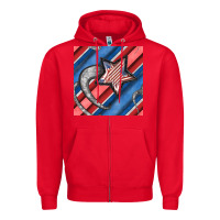Red stripes & stars seamless pattern Zipper Hoodie - BundleAndBundleShop