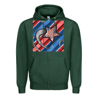 Sports Green stripes & stars seamless pattern Zipper Hoodie - BundleAndBundleShop