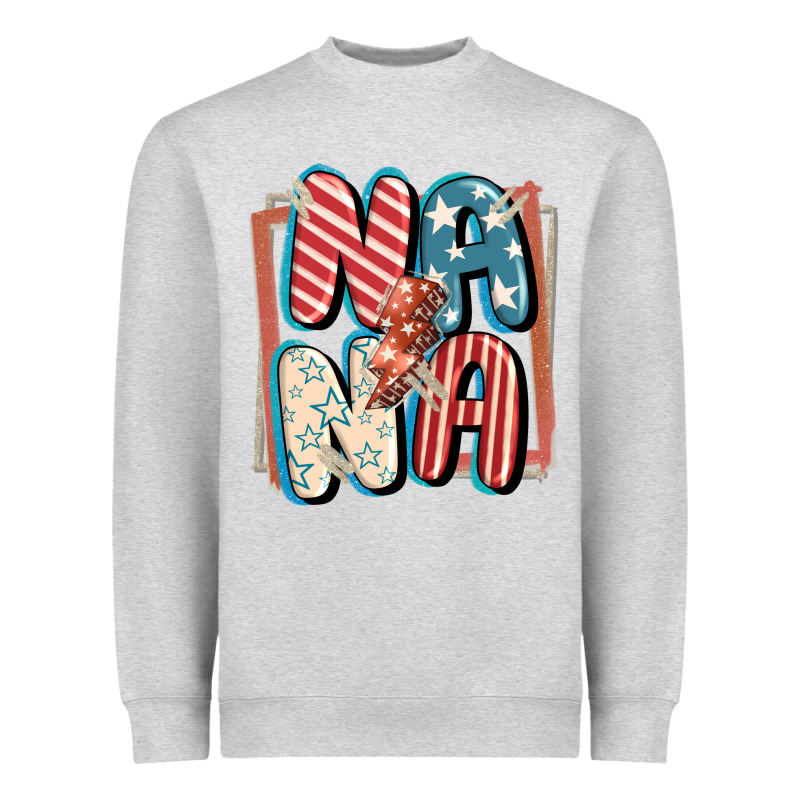4th Of July Nana With Lightning Bolt Heavyweight Sweatshirt by FaDigitalArtStudio | Teevron