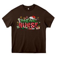 Chocolate Brown Registered Nurse Christmas Heavy Core Tee - MaliasSmallBusiness