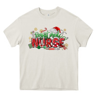 Cream Registered Nurse Christmas Heavy Core Tee - MaliasSmallBusiness