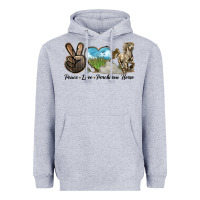 Heather Grey Peace Love Percheron Horse Heavyweight Hoodie - LillyAllenDesigns