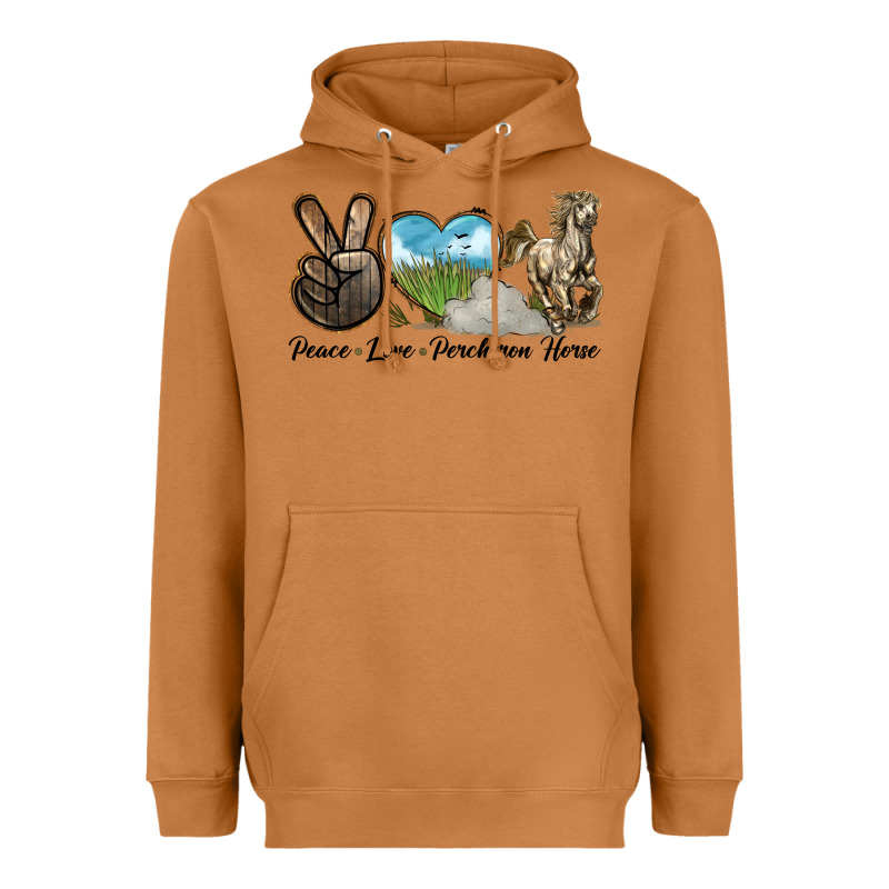 Peace Love Percheron Horse Heavyweight Hoodie by LillyAllenDesigns | Teevron