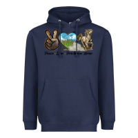 Navy Peace Love Percheron Horse Heavyweight Hoodie - LillyAllenDesigns