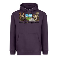 Plum Peace Love Percheron Horse Heavyweight Hoodie - LillyAllenDesigns