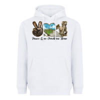 White Peace Love Percheron Horse Heavyweight Hoodie - LillyAllenDesigns