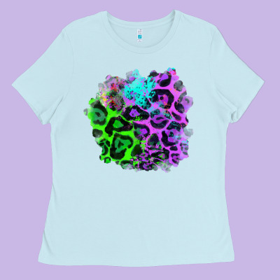 Colorful Leopard Patch Ladies Tee Designed By Ranaportraitstore