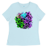 Baby Blue Colorful Leopard patch Ladies Tee - RanaPortraitStore