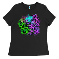 Black Colorful Leopard patch Ladies Tee - RanaPortraitStore