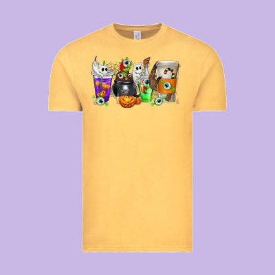 Halloween Coffee Cups Vintage Tee Designed By Texasbilliewilder