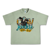 Oil Green Cow Junkie with Cow Urban Heavy Tee - texasbilliewilder