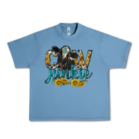 Pebble Blue Cow Junkie with Cow Urban Heavy Tee - texasbilliewilder