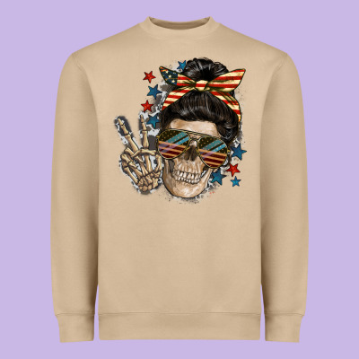 American Mother Skull Heavyweight Sweatshirt Designed By Fadigitalartstudio