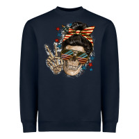 Navy American Mother skull Heavyweight Sweatshirt - FaDigitalArtStudio