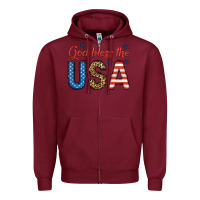 Burgundy god bless the usa Zipper Hoodie - BundleAndBundleShop